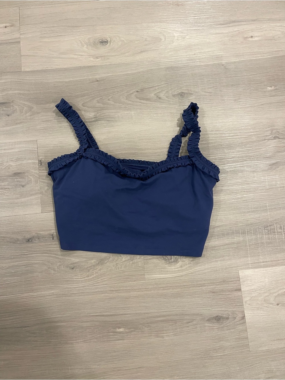 Abercrombie & Fitch Navy Ruffled Strap Crop Tank
